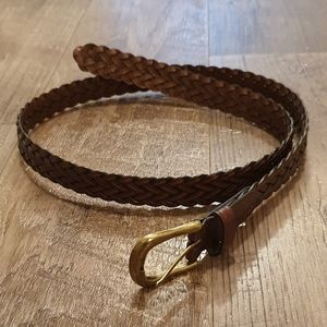 Brown faux leather 1" braided belt (39" length)
